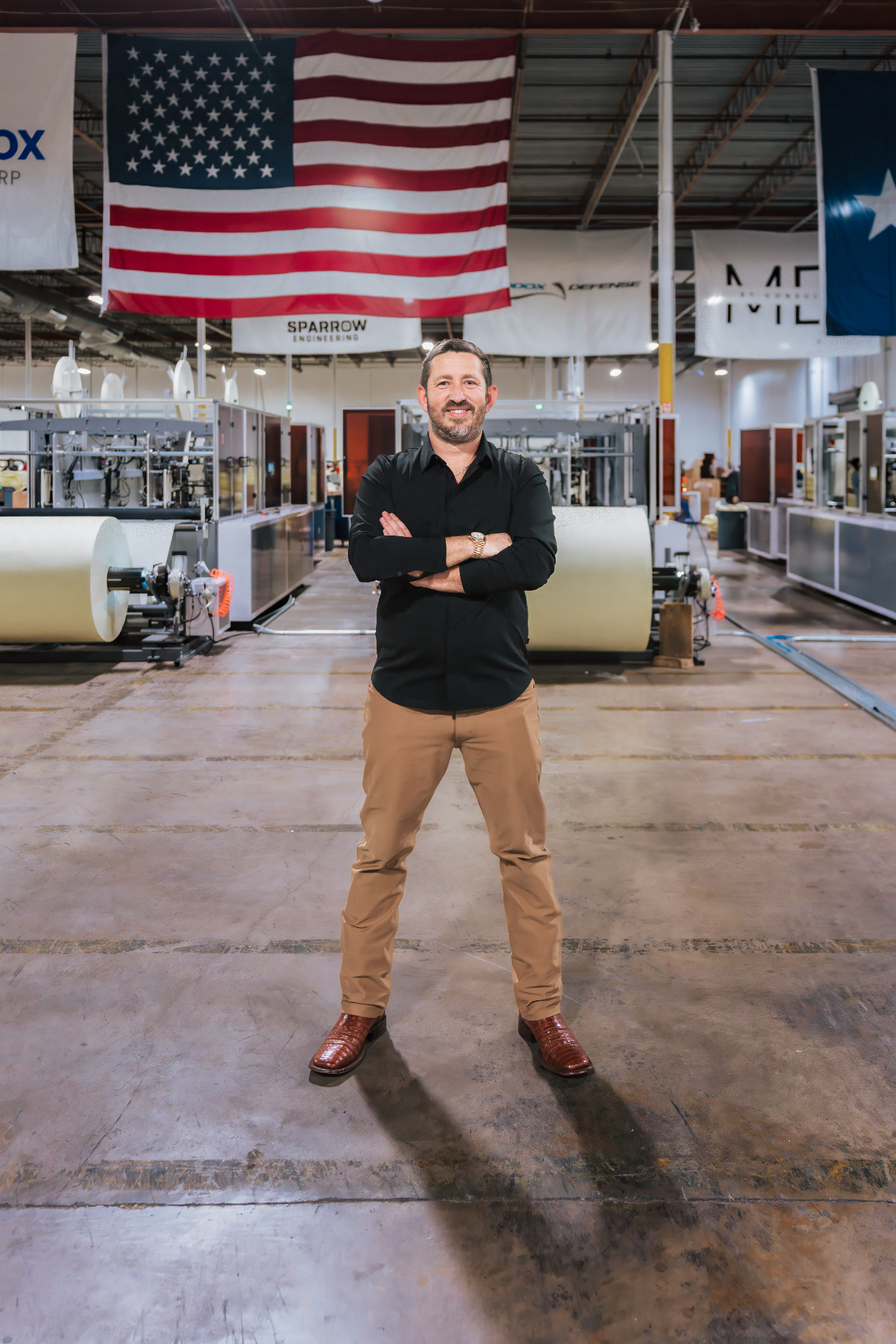 Sparrow Engineering leadership on the Houston factory floor